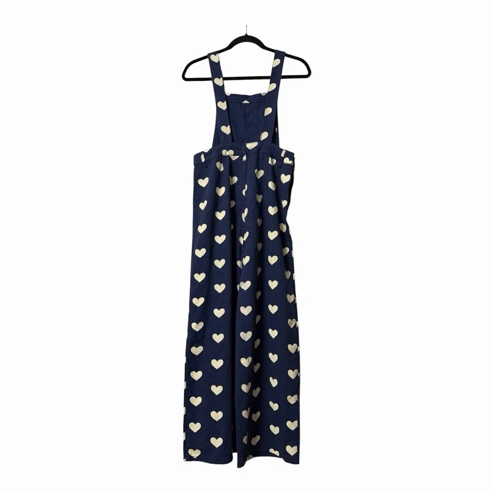Cider x Polly Pocket Heart Print Wide Leg Overalls Cottagecore Jumpsuit - Picture 2 of 7